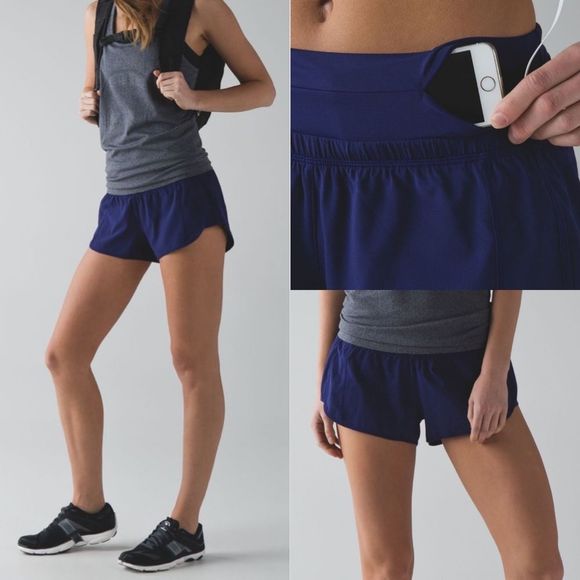 lululemon Fast Lane Shorts Fuel Band Hero Blue Sz10 - Picture 1 of 11